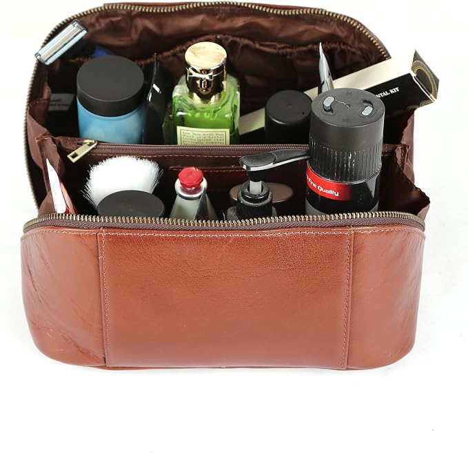 KomalC Luxury Leather Men’s Toiletry Travel Bag – Handmade Shaving Kit - Image 6