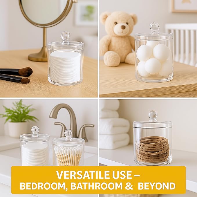 Acrylic Qtip Holder Bathroom Set, Bathroom Containers - Image 5