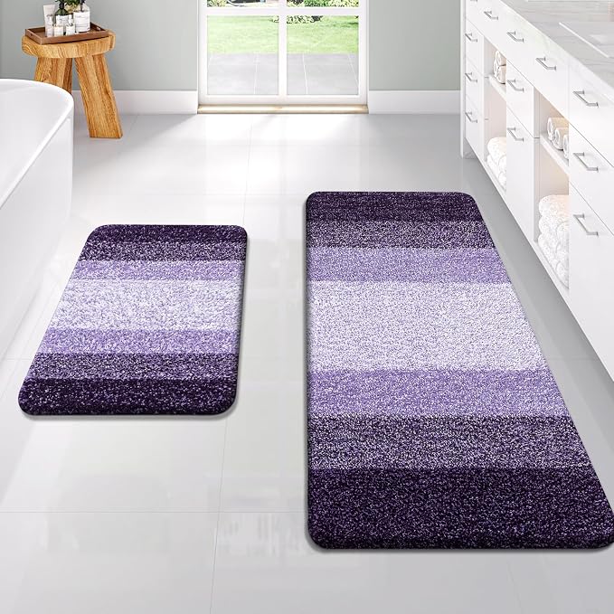 OLANLY Bathroom Rug Set 2 Piece, Soft Absorbent Microfiber Bath Rug Set by OLANLY