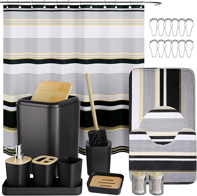 24PCS Bathroom Sets with Shower Curtain and Rugs by BetterbathroomwithXLHOME
