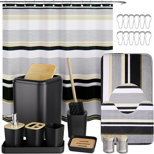 24PCS Bathroom Sets with Shower Curtain and Rugs by BetterbathroomwithXLHOME