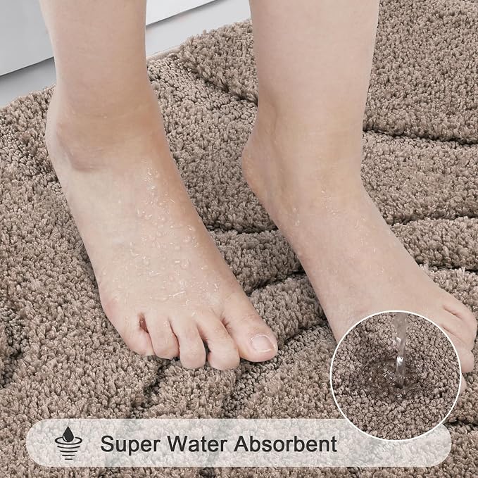 HEBE Bathroom Rugs Sets 5 Piece, Soft Absorbent Microfiber Bath Mat - Image 5