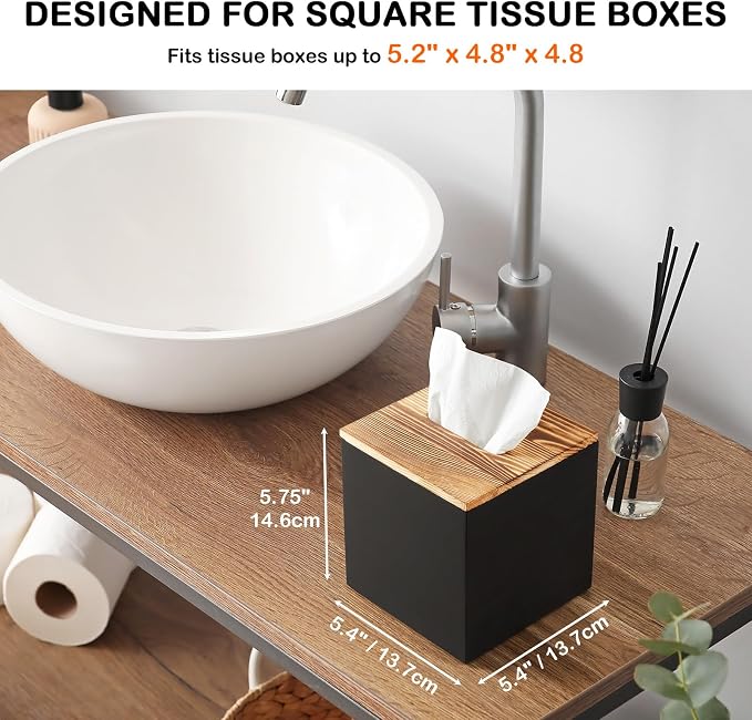 Black Tissue Box Cover Square - Image 3