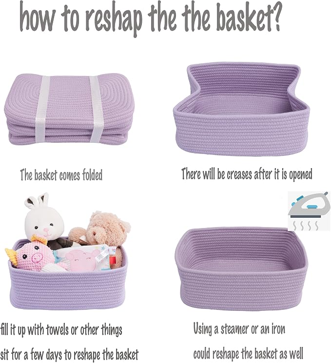 Small Woven Storage Baskets 13“X9”X5“ Decorative Rope Bins - Image 7