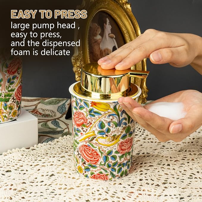 Vintage Rose Ceramic Foaming Soap Dispenser - Image 6