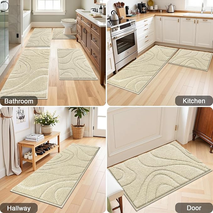 HEBE Bathroom Rugs Sets 5 Piece, Soft Absorbent Microfiber Bath Mat - Image 8