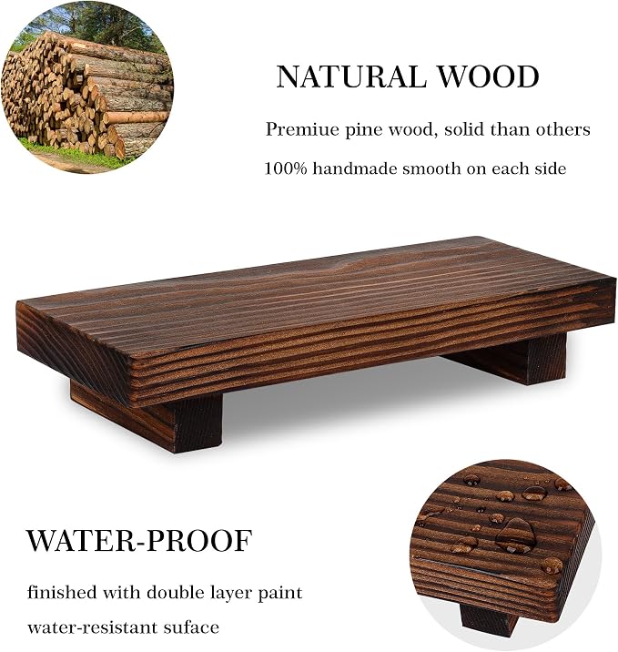Bathroom Counter Organizer Wood Pedestal Stand Farmhouse Decorative Tray Soap - Image 5