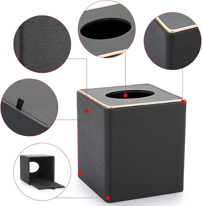 Sumnacon Tissue Box Cover Square Tissue Box Stylish Linen Tissue Box Holder - Image 4