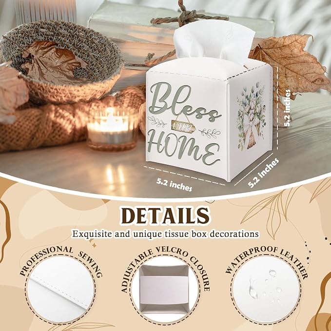 Bless Home & Flowers Bow Design Tissue Box Cover - Image 2