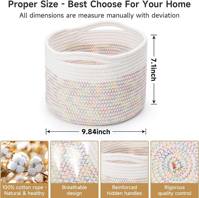 Small Rope Baskets for Storage, Baskets for Gifts Empty, Cute Round Woven Basket - Image 2