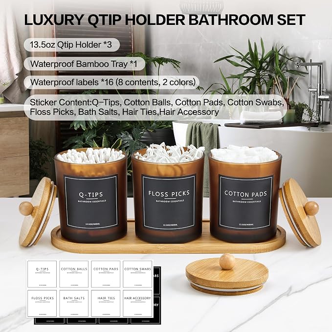 3 Pack Qtip Holder Bathroom Set - Image 2
