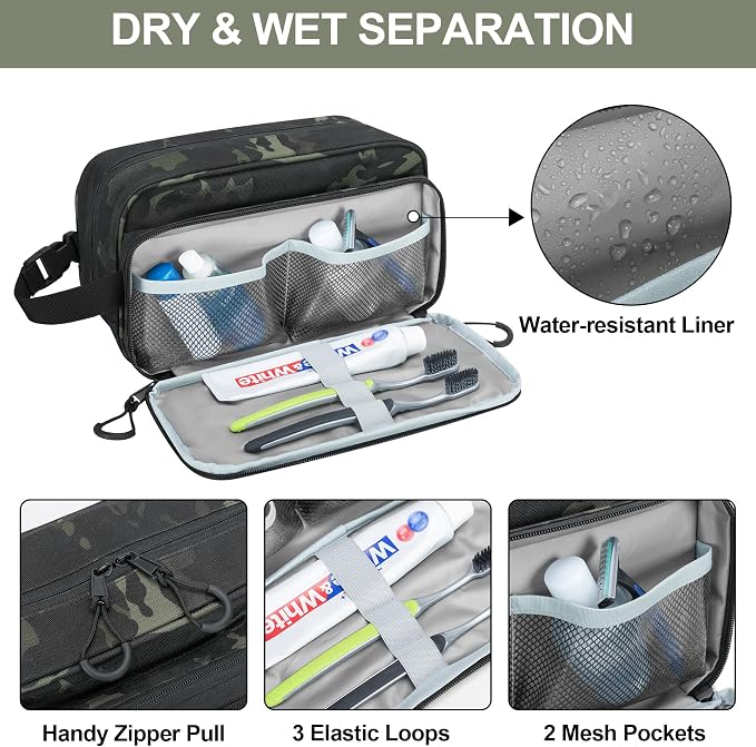 Tactical Toiletry Travel Bag for Men, Dopp Kit Shaving Organizer Case for - Image 2