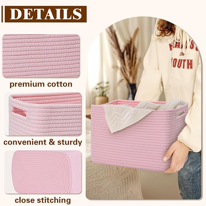Storage Baskets for Organizing, 4 Pack Baskets for Shelves, Decorative Storage - Image 5