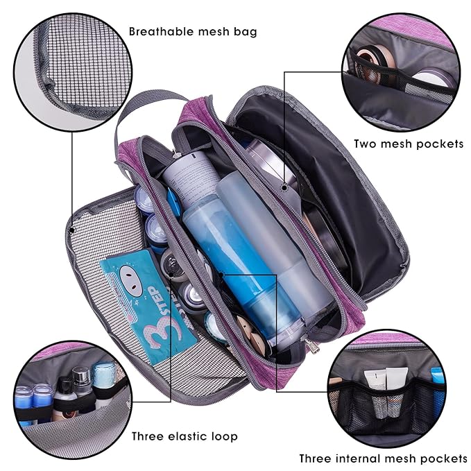 Toiletry Bag for Men/Women Hanging Dopp Kit Water Resistant Shaving Bag Small - Image 3
