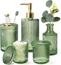 Green Bathroom Accessories 5 Pcs, Glass Bathroom Accessory Set, Vintage Green by ALPIRIRAL