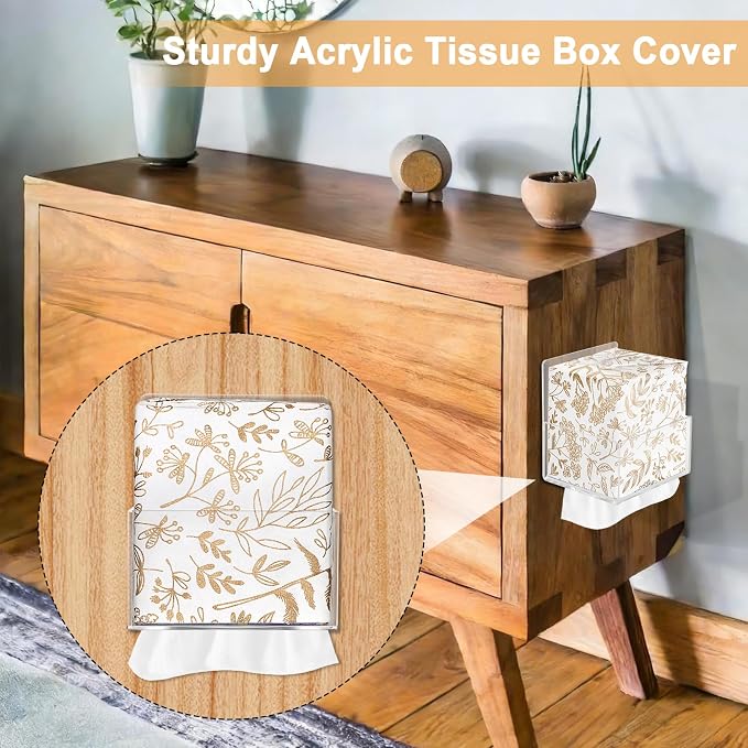 Acrylic Tissue Box Holder Wall Mounted, Classic Tissue Box Cover Tissues - Image 2