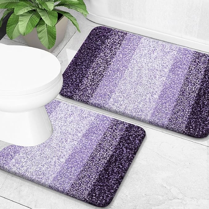 OLANLY Bathroom Rug Set 2 Piece, Soft Absorbent Microfiber Bath Mats and by OLANLY