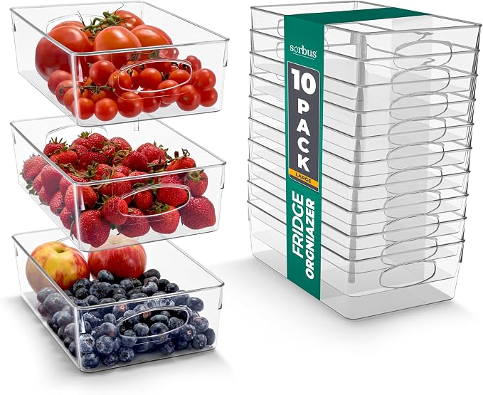 Sorbus 10-Pack Large Clear Plastic Organizing Bins – Clear Bins by Sorbus