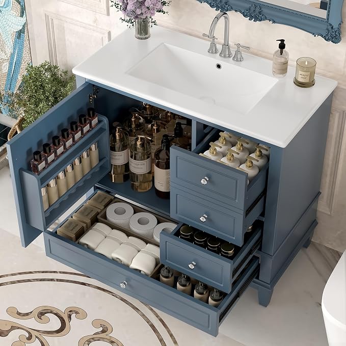 36" Bathroom Vanity with Sink, Harper & Bright Designs Free Standing Single by HarperBrightDesigns