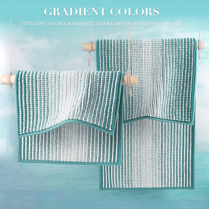 BSICPRO Bathroom Rugs and Mats Sets, 2 Piece Thick Absorbent Chenille Non Slip - Image 4