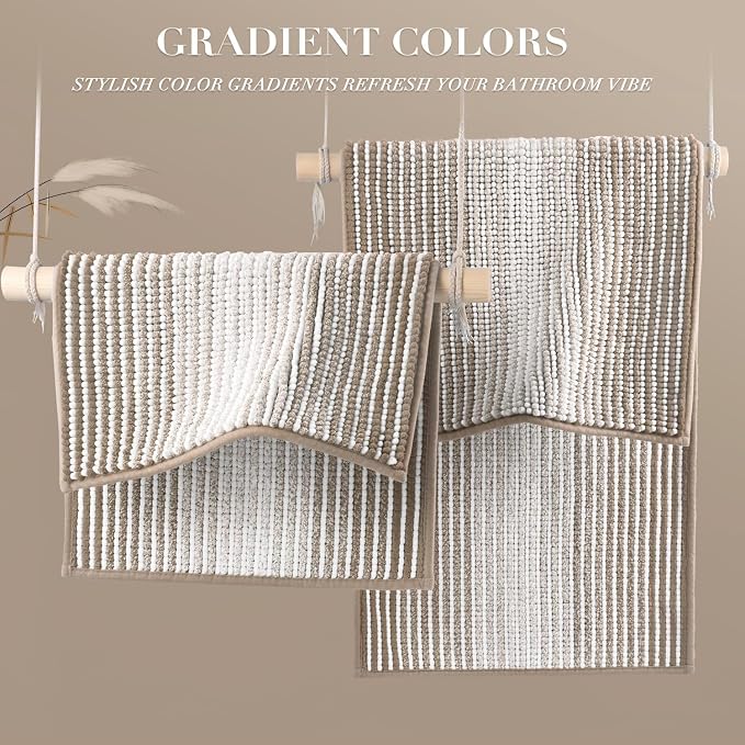 Bathroom Rugs and Mats Sets, 2 Piece Thick Absorbent Chenille Bath Mat Rug Set - Image 4