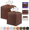 Tissue Box Cover Holder Square Tissue Cube Cover PU Leather Tissue Organizer by DecorateYourHome