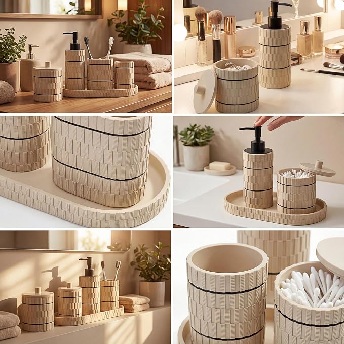 Bathroom Accessory Set, 6 Piece Bathroom Essentials Sets Accessories, Soap - Image 7