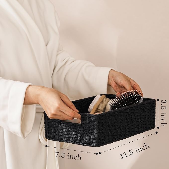 UBBCARE 2 Pack Wicker Basket, 11.5L×7.5H×3.5W inch Woven Paper Rope Storage - Image 2
