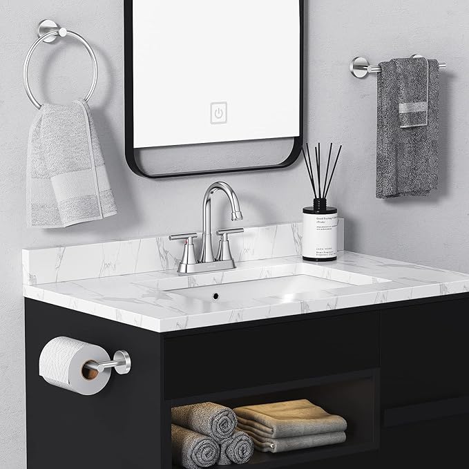 Bathroom Faucets for Sink 3 Hole, Hurran 4 inch Chrome Bathroom Sink Faucet - Image 6