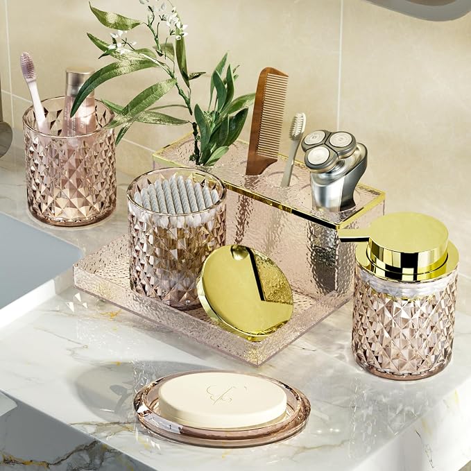 Glass Bathroom Accessories Set 5Pcs Crystal - Image 5