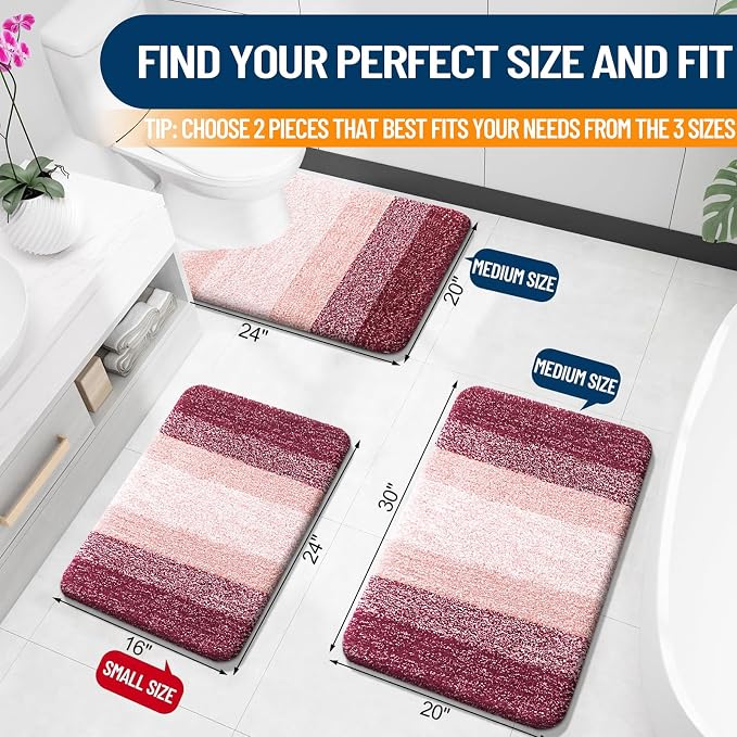 OLANLY Bathroom Rug Set 2 Piece, Soft Absorbent Microfiber Bath Rug Set - Image 2
