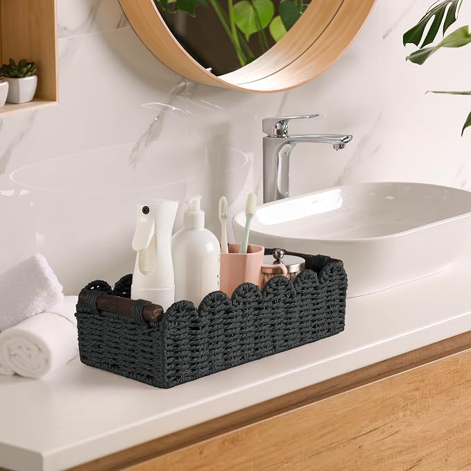 Toilet Paper Storage Basket Bathroom Counter Organizer Wicker Baskets - Image 4