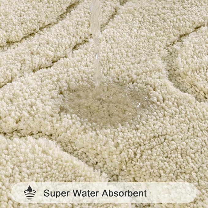 HEBE Bathroom Rugs Sets 5 Piece, Soft Absorbent Microfiber Bath Mat - Image 4