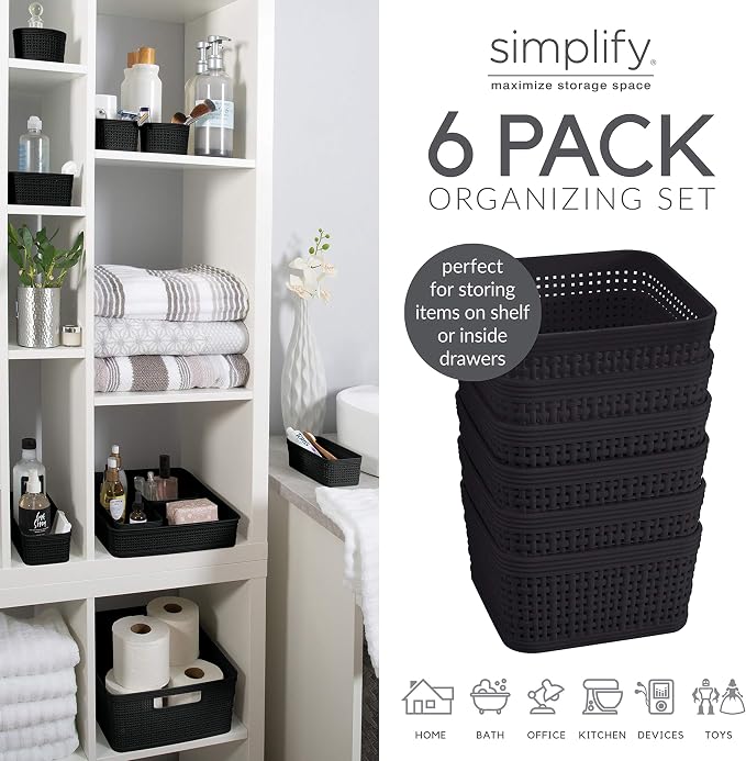 Simplify 6 Pack Organizing Set | Square Bins | Multipurpose | Office | Desk | - Image 6