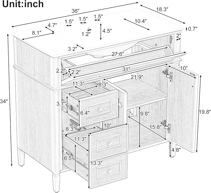 Harper & Bright Designs 36" Bathroom Vanity - Image 2