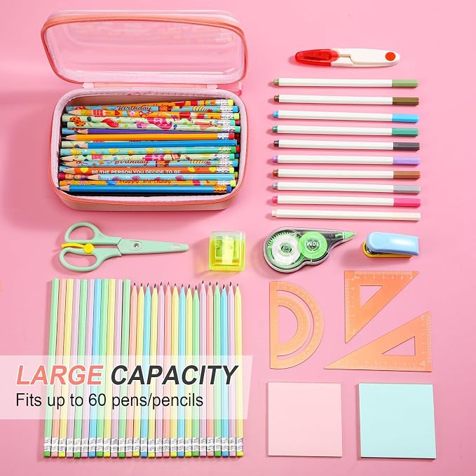 4 Pcs Hard Clear Zipper Case Hard Shell Plastic Pencil Case Large Transparent - Image 7