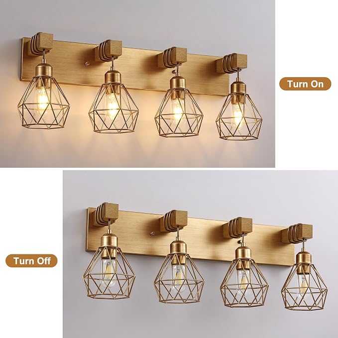 maesta Bathroom Gold Vanity Light Fixtures, 4-Light Gold Bathroom Light - Image 7