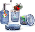Blue Bathroom Accessories Set, Lotion Soap Dispenser, Toothbrush Holder by LaMarriti