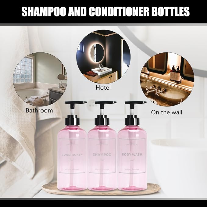 Shampoo and Conditioner Dispenser Set, YACEYACE 3Pcs 16.9oz Shower Dispenser - Image 7