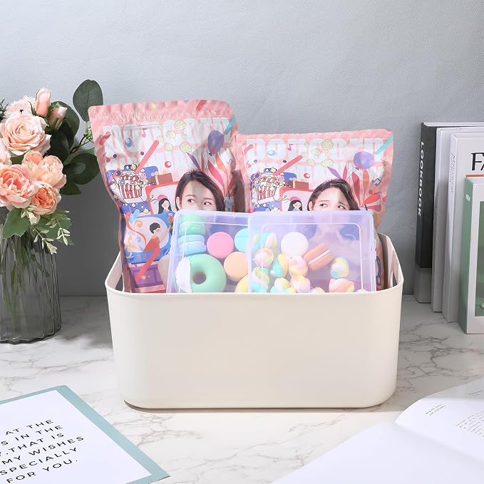 Zopeal Plastic Storage Bins 10 Pcs White Pantry Organizer Bins Small Baskets - Image 7