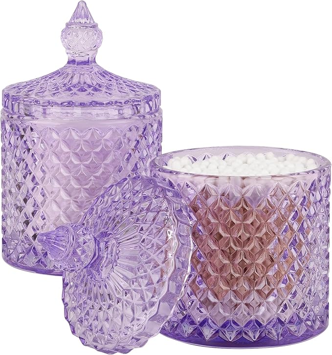 2 Pack Qtip Holder Thick Glass Apothecary Jars by rejomiik