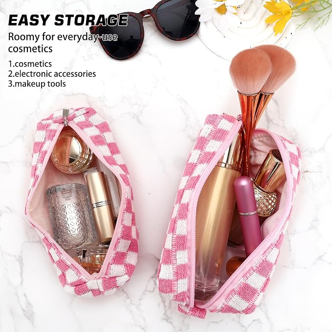 ZLFSRQ 2Pcs Checkered Pencil Case Cute Pencil Pouch - Image 2