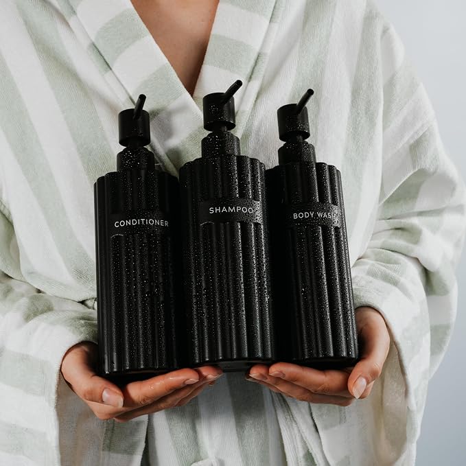 Stylish Shampoo and Conditioner Dispenser Set of 3 - Image 7