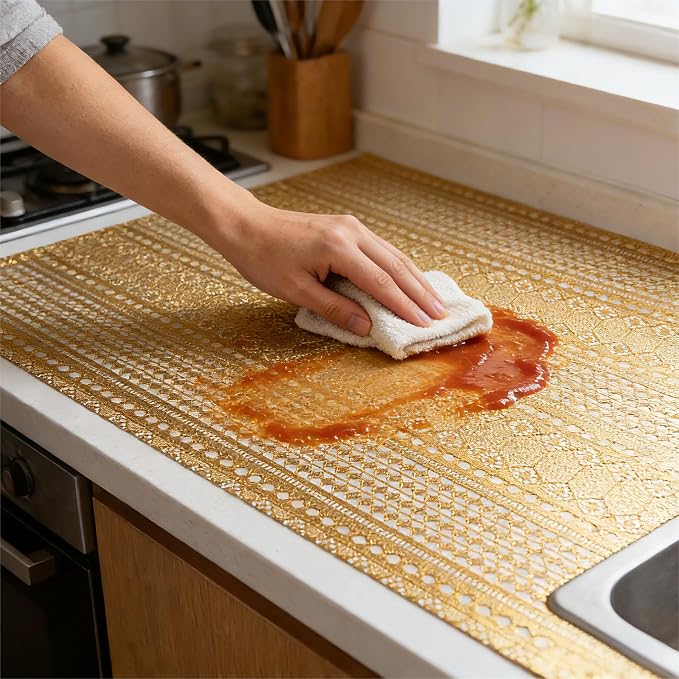Shelf and Drawer Liner for Kitchen Cabinet, Non-Adhesive Waterproof Oil-Proof - Image 4