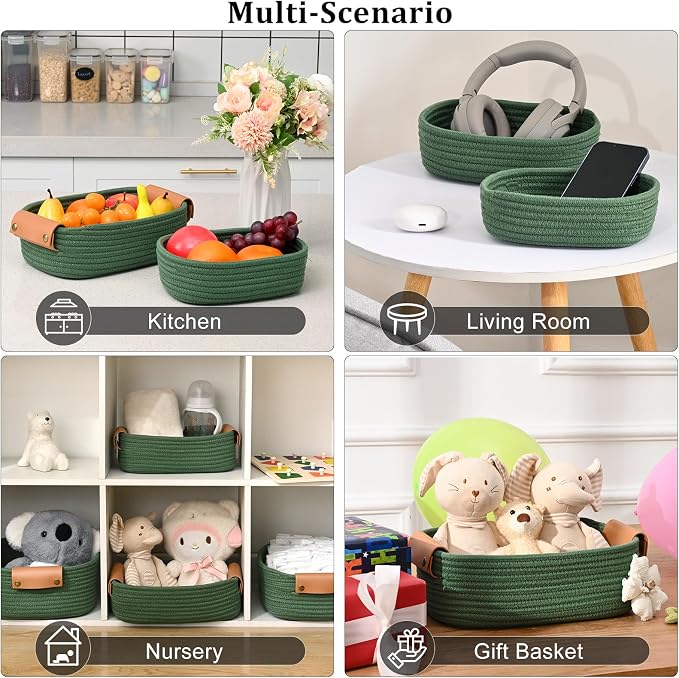 Storage Baskets for Organizing, Small Woven Basket Set of 6-4 Shelf Basket - Image 7