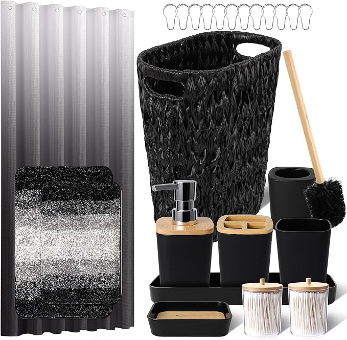 Black Bathroom Accessories Set by BetterbathroomwithXLHOME