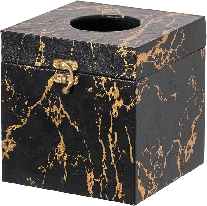 Black and Gold Marble Tissue Box Cover - Image 3