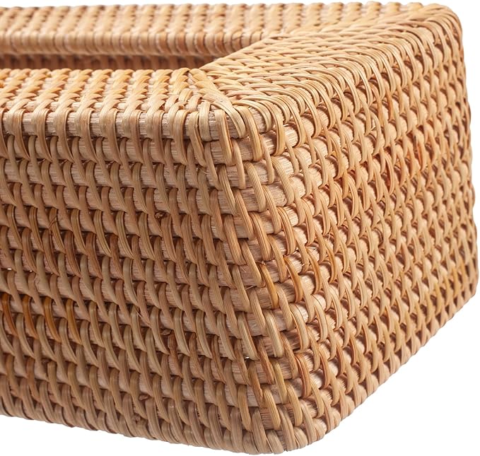 Rattan Tissue Box Cover, Rectangular Wicker Tissue Box Holder, Decorative Woven - Image 4