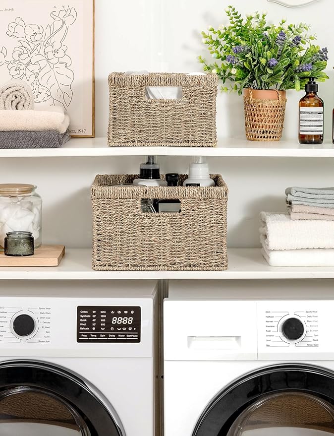 StorageWorks Wicker Storage Baskets, Handwoven Seagrass Basket - Image 6