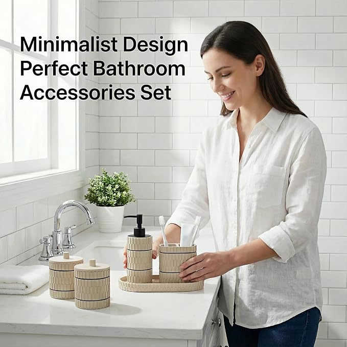 Bathroom Accessory Set, 6 Piece Bathroom Essentials Sets Accessories, Soap - Image 8